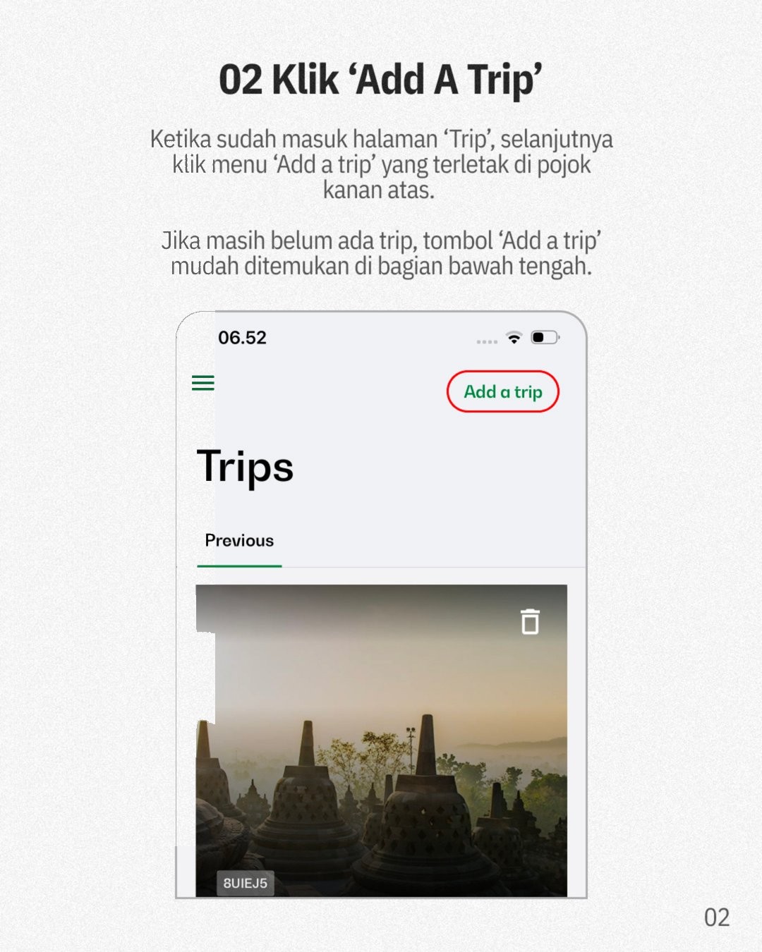 Langkah 02 - Klik 'Add A Trip'