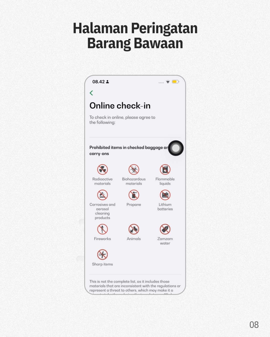 Langkah 07 - Halaman Peringatan Barang Bawaan